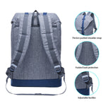 KAUKKO Backpack Women Men Vintage Travel Backpack, EP6-2 ( Grey Blue / 18.3L ) - kaukko