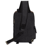 KAUKKO Canvas Crossbody Sling Bag Backpack for Cycling, Hiking, Camping, and Commuting FD252 ( Black ) - kaukko