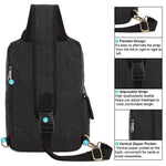 KAUKKO Canvas Crossbody Sling Bag Backpack for Cycling, Hiking, Camping, and Commuting FD252 ( Black ) - kaukko