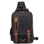 KAUKKO Canvas Crossbody Sling Bag Backpack for Cycling, Hiking, Camping, and Commuting FD252 ( Black ) - kaukko