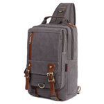 KAUKKO Canvas Crossbody Sling Bag Backpack for Cycling, Hiking, Camping, and Commuting, FD252 ( Grey ) - kaukko