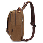 KAUKKO Canvas Crossbody Sling Bag Backpack for Cycling, Hiking, Camping, and Commuting, FD252 ( Khaki ) - kaukko