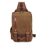 KAUKKO Canvas Crossbody Sling Bag Backpack for Cycling, Hiking, Camping, and Commuting, FD252 ( Khaki ) - kaukko
