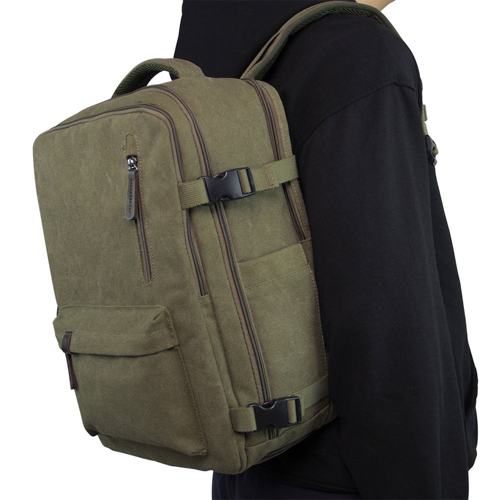 KAUKKO Canvas Travel Backpack, Personal Item Airline Approved, Carry On Backpack - kaukko