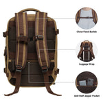 KAUKKO Canvas Travel Rucksack, Large Capacity Carry On Bag - kaukko
