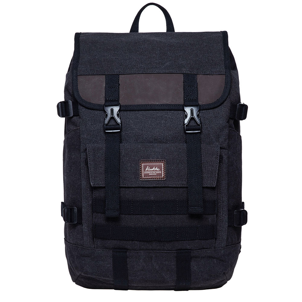 KAUKKO Casual Daypacks Multipurpose Backpacks, Outdoor Backpack, Travel Rucksack Black(Canvas) - kaukko