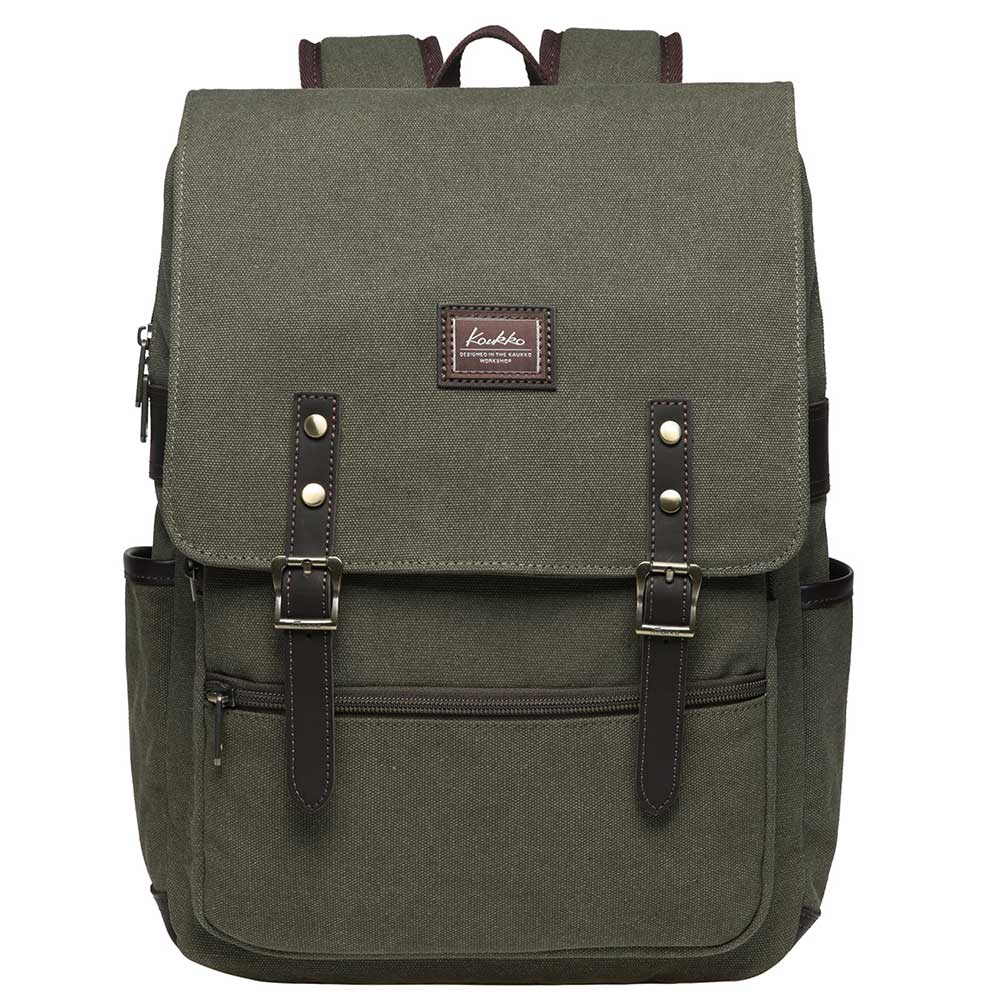 KAUKKO Casual Daypacks Multipurpose Backpacks, Outdoor Backpack, Travel Rucksack, Laptop Backpack Fits 15" (16-ARMYGREEN) - kaukko