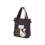 KAUKKO Cute Cat Totes Women Canvas Handbags ( BLACK) - kaukko