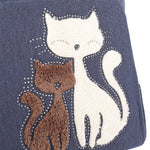 KAUKKO Cute Cat Totes Women Canvas Handbags ( Blue ) - kaukko