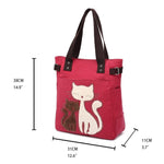 KAUKKO Cute Cat Totes Women Canvas Handbags ( Red ) - kaukko