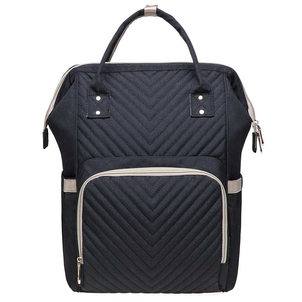 KAUKKO Diaper Bag Backpack with Pacifier Holder and Stroller straps - for Mom and Dad, Waterproof, one size, KT01-4 ( Santorini Black / 18L） - kaukko