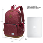 KAUKKO Elegant College School Backpack Women Daypacks, K1005-3 ( Red / 17L ) - kaukko