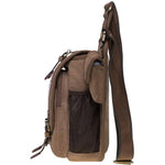 KAUKKO Mens Vintage Canvas Shoulder Messenger Bag Chest Leather Patchwork FH03( Khaki ) - kaukko