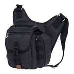 KAUKKO Mens Vintage Canvas Shoulder Messenger Bag Chest Leather Patchwork Messenger Bag - kaukko