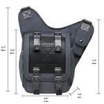 KAUKKO Mens Vintage Canvas Shoulder Messenger Bag Chest Leather Patchwork Messenger Bag FH03-1 ( Grey ) - kaukko