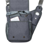 KAUKKO Mens Vintage Canvas Shoulder Messenger Bag Chest Leather Patchwork Messenger Bag FH03-1 ( Grey ) - kaukko
