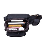 KAUKKO Mens Vintage Canvas Shoulder Messenger Bag Chest Leather Patchwork Messenger Bag FH03 ( Black ) - kaukko