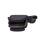 KAUKKO Mens Vintage Canvas Shoulder Messenger Bag Chest Leather Patchwork Messenger Bag FH03 ( Black ) - kaukko