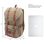 Travel Laptop Backpack, Outdoor Rucksack, School backpack Fits 15.6"(Canvas Brown) - kaukko