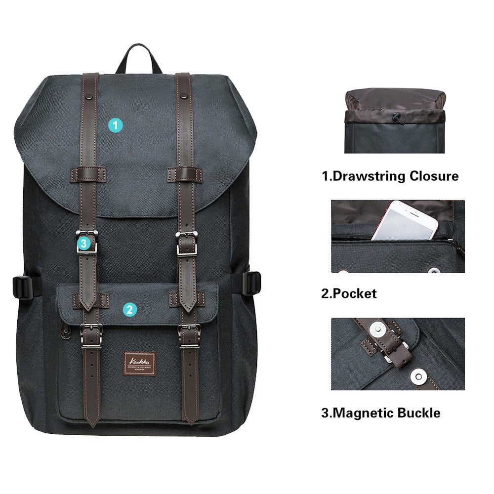 Travel Laptop Backpack, Oxford fabric ( K1023-Black ) - kaukko